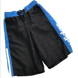 Adidas Big Boys Black & Blue Lined Swim Trunks - Size S